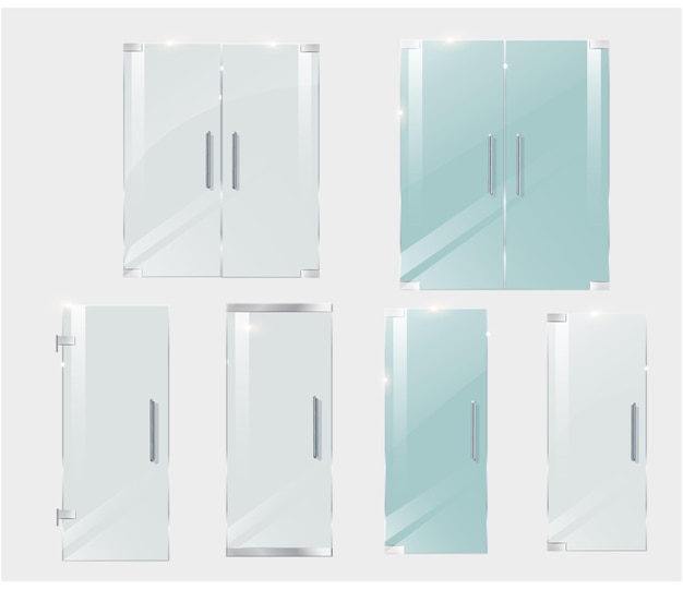 Glass doors isolated on transparent background Vector