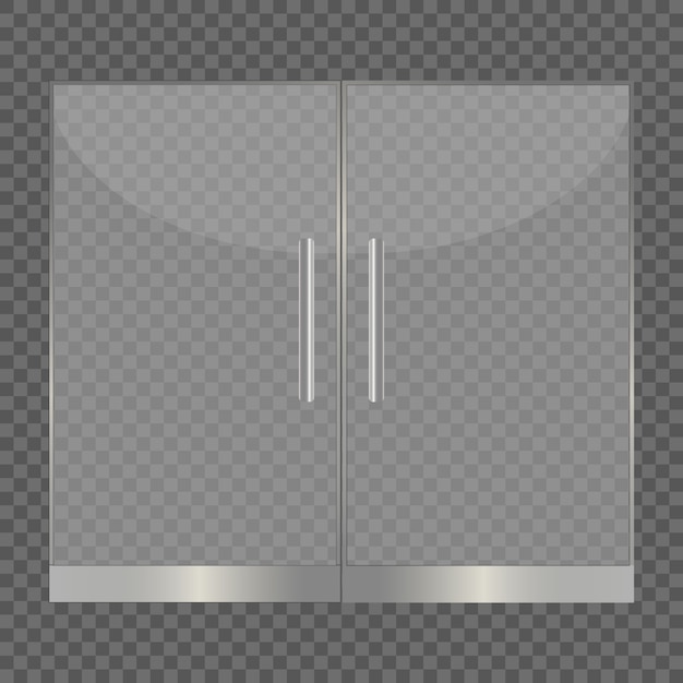 Glass doors isolated on transparent background.