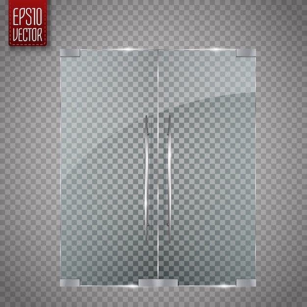 Glass doors isolated on transparent.  