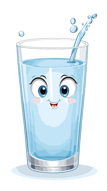 A glass of drinking water drawing cartoon artwork vector