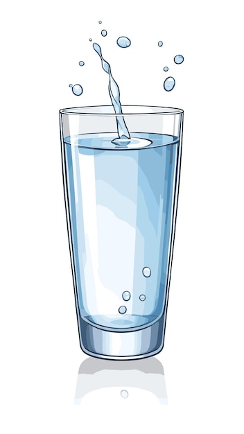 A glass of drinking water drawing cartoon artwork vector