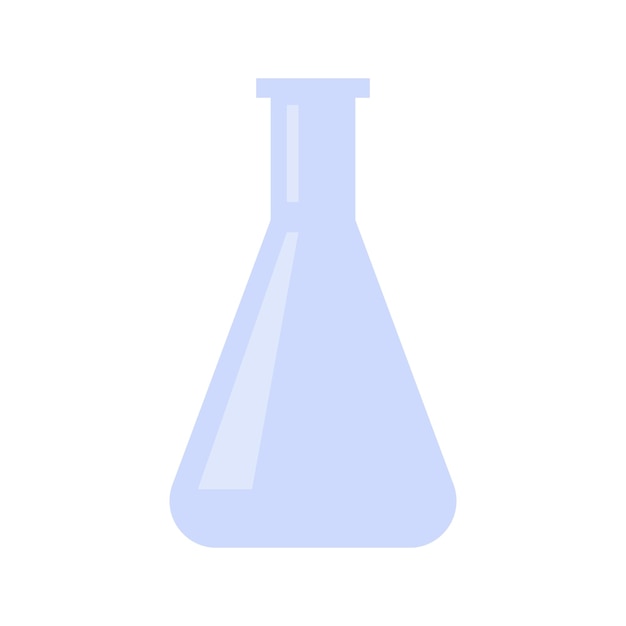 Glass flask illustration. Empty glass flask icon. Plastic container, tool for medical and chemical