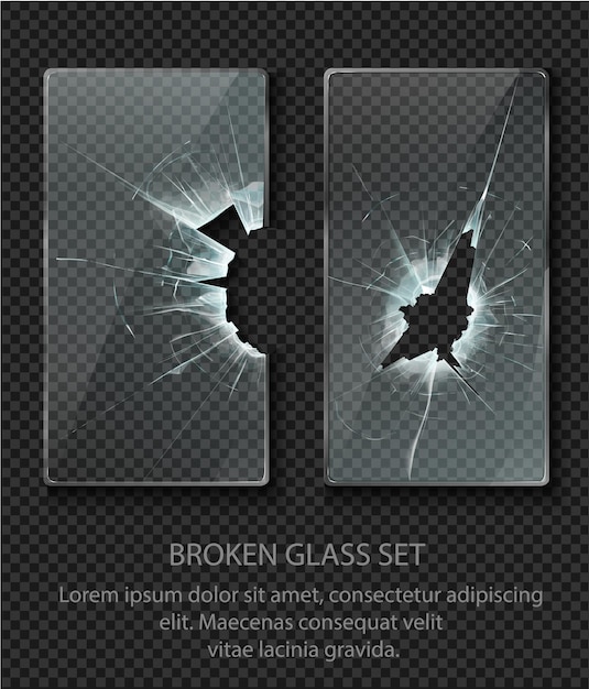 Vector glass framework broken glass set