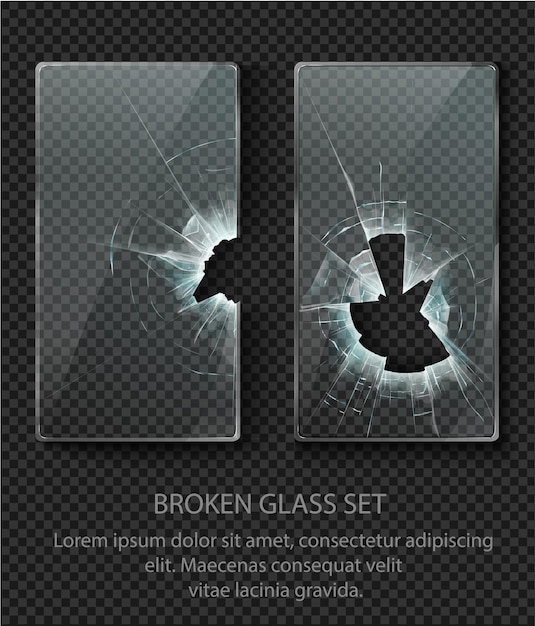 Glass framework broken glass set