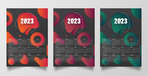 Glass gradient Calendar 2023 design template