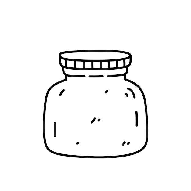 Glass jar isolated on white background hand drawn doodle illustration