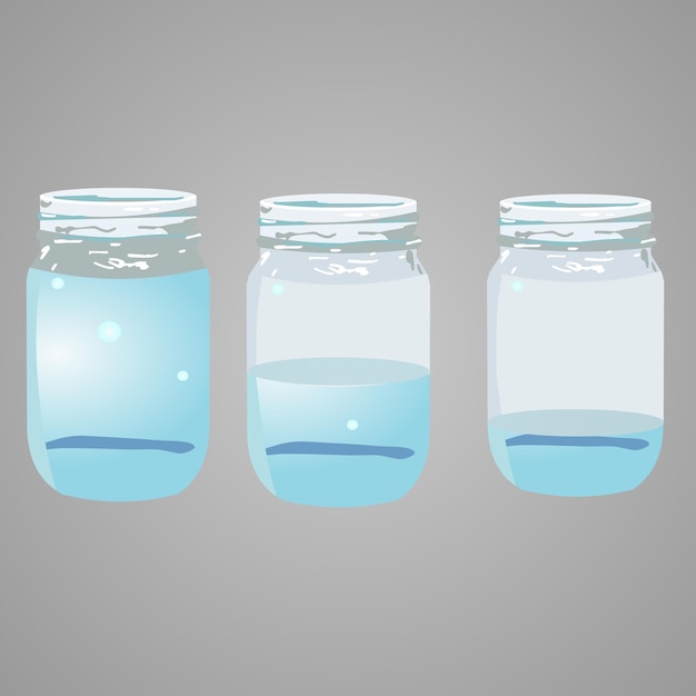 Glass jar of water isolated vector illustration