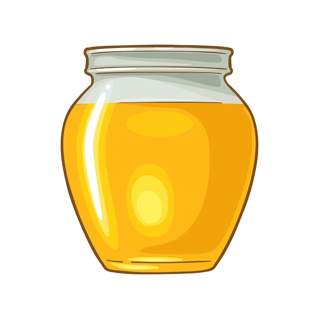 Glass jar with honey Vector color illustration Hand drawn design element for label and poster