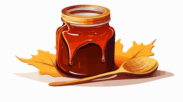 Vector glass jar with maple syrup vector illustration