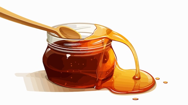 Vector glass jar with maple syrup vector illustration