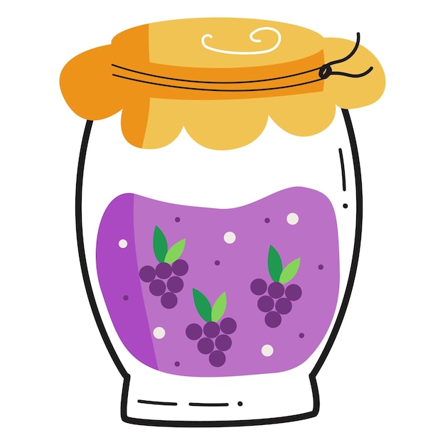 Glass Jar With Red blackberry Jam Filled With Berries vector illustration