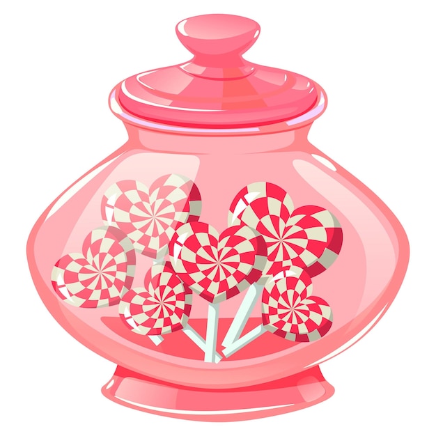 Glass jar with sweets for Valentine February 14th