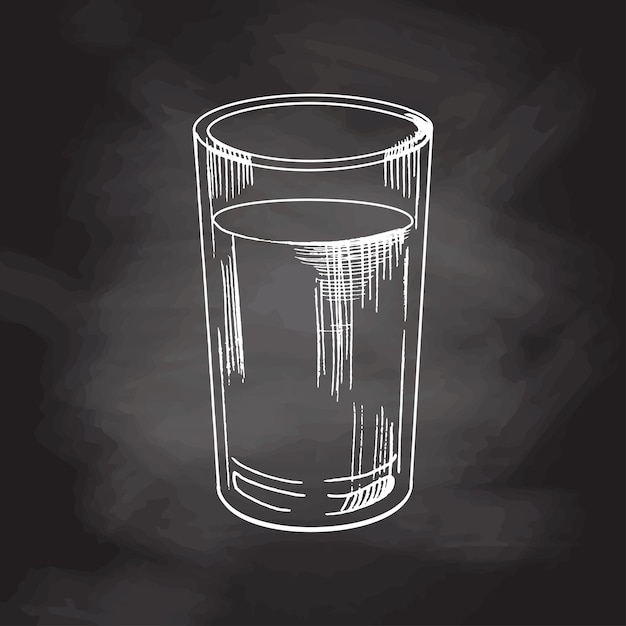 A glass of milk a drink, Ink chalkboard sketch