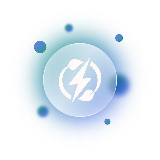 Glass morphism blue energy icon