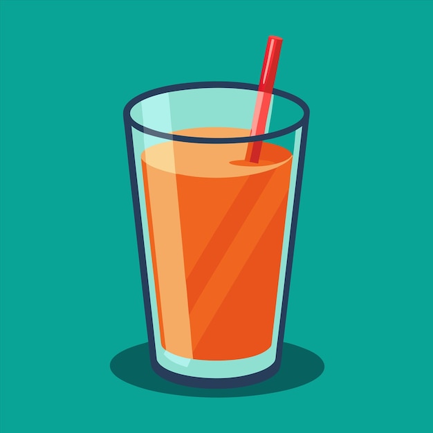 Vector a glass of orange juice with a straw in it