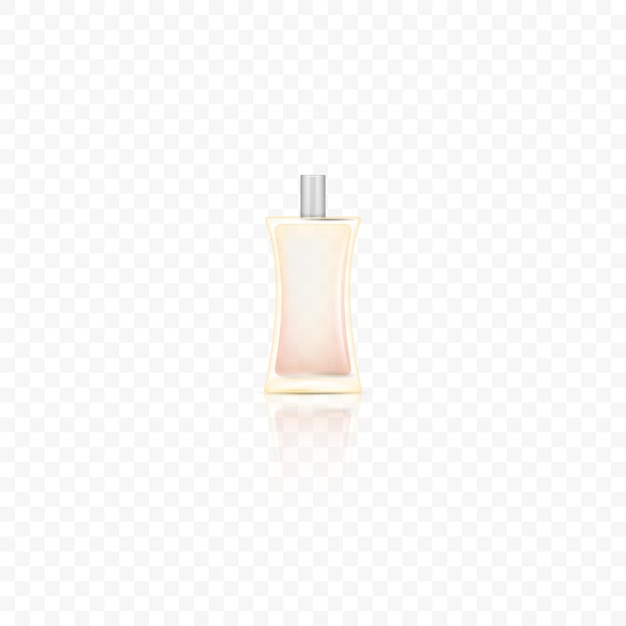 Glass perfume cosmetic package Realistic mockup transparent bottle with toiletry or cologne