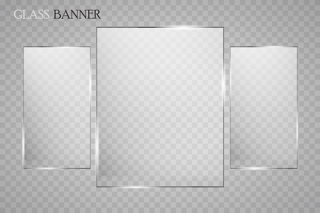 Vector glass plates are installed vector glass banners on a transparent background glass glass paintings color frames