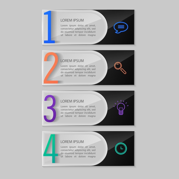 Glass plates set, infographic.