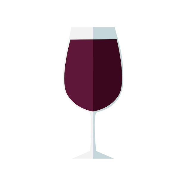 glass of red wine. Flat design.