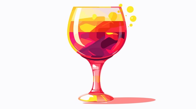 a glass of red wine with a yellow and orange pattern