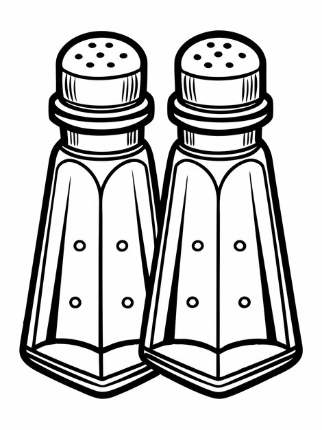 Vector glass salt and pepper shaker colouring book pages for children and adults with vector design