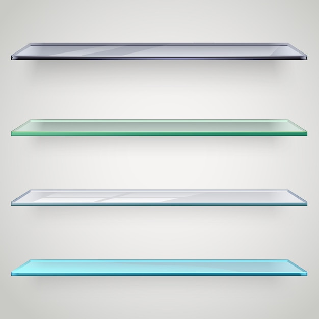 glass shelves set vector illustration