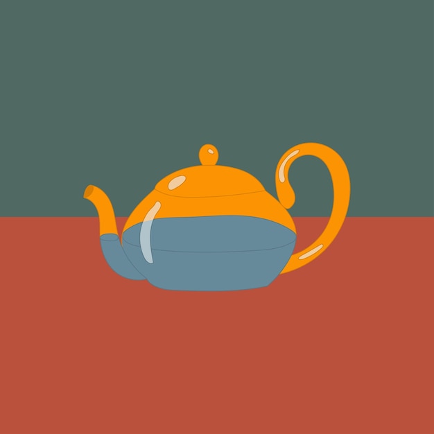 Glass tea kettle Colored flat vector illustration isolated