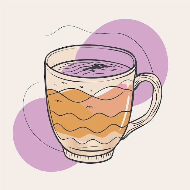 Vector a glass of tea with a bird on it