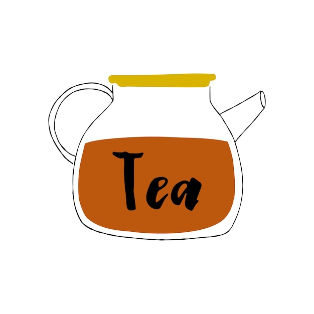 Glass teapot illustration isolated on white background