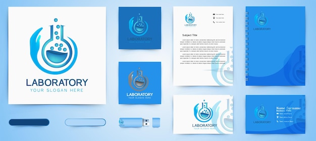 Glass tube, Lab care logo and business branding template Designs Inspiration Isolated on White Background