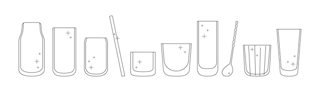 Glass and tumbler icon set vector illustration