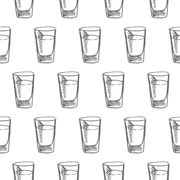 glass of water seamless pattern isolated on white background