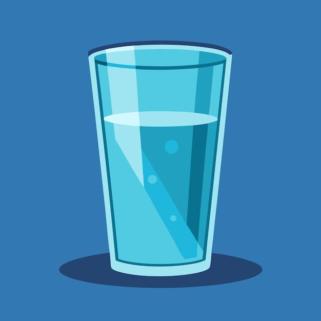 Vector a glass of water with a blue background and a blue background