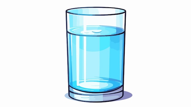 a glass of water with a blue color background vector art illustration