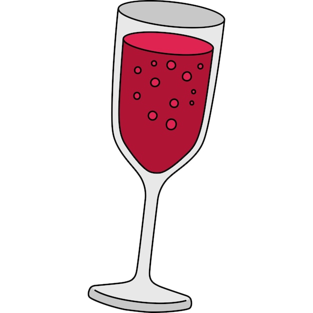 Glass of Wine Cartoon Colored Clipart