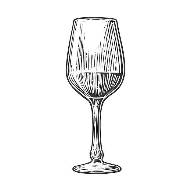 Glass wine Engraving vintage illustration