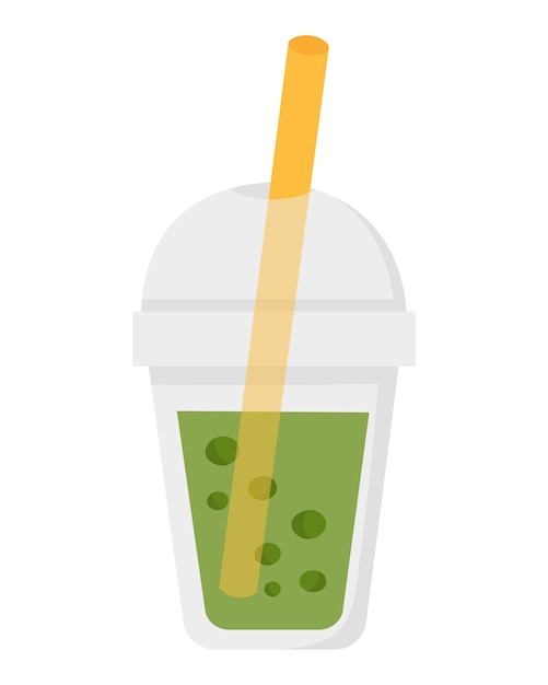 Glass with cold drink. Flat doodle clipart. All objects are repainted.