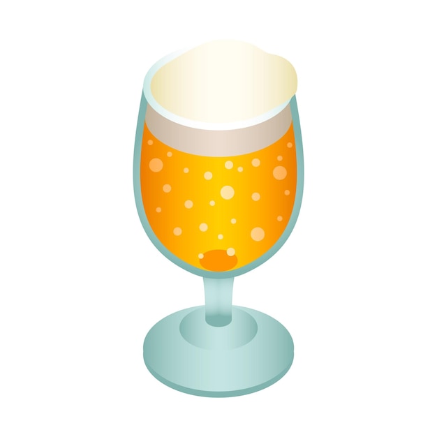 Glass of yellow beer icon Isometric of glass of yellow beer vector icon for web design isolated on white background