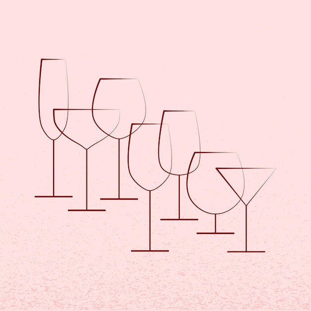 Glasses for alcoholic drinks Vector illustration Sketch for creativity