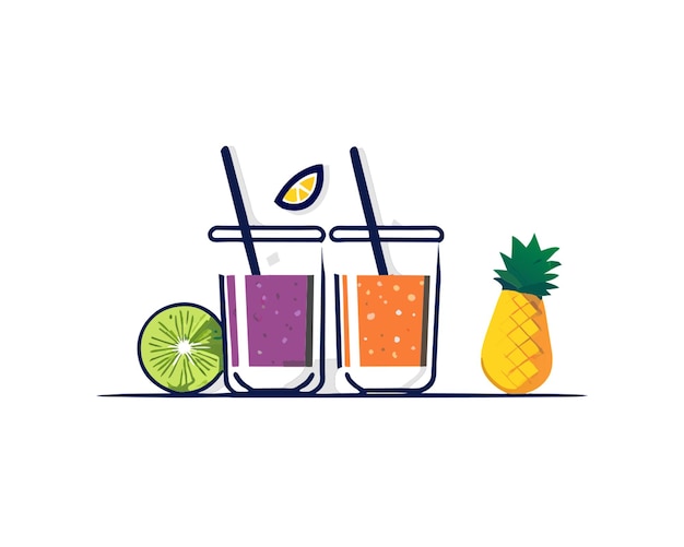 glasses or bottles filled with colorful smoothies and fruit garnishes can a cheerful vector image