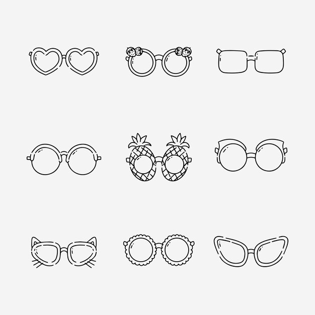 Glasses doodle line vector illustration