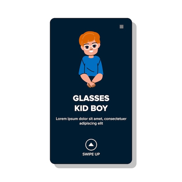 Glasses kid boy vector