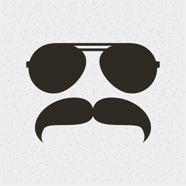 Vector glasses and mustache hipster style isolated icon