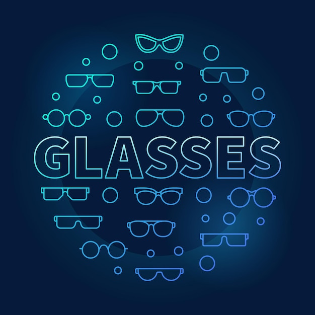 Vector glasses round blue illustration vector circular outline symbol