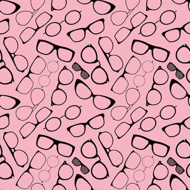 Glasses seamless pattern Retro style Flat hipster style Can be used for wallpaper pattern fills web page backgrounds Vector monochrome illustration