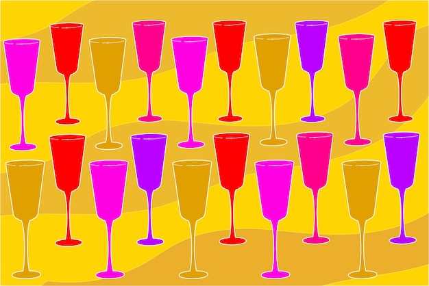 Glasses with drinks and cocktails on a colored alcohol background