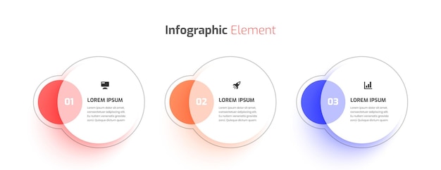 Glassmorphic Business Infographic Template with Circle Label Icon and 3 Number for Presentation