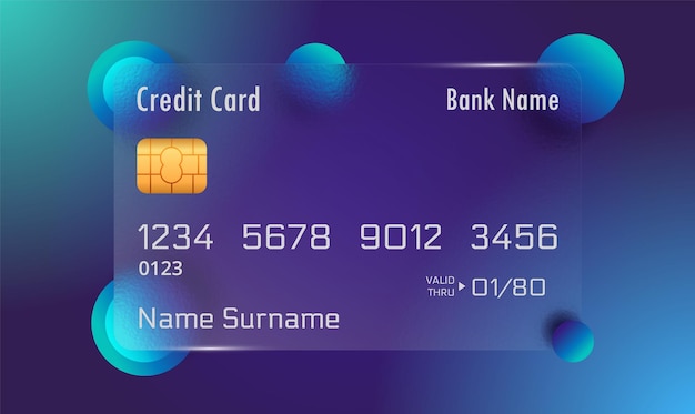 Glassmorphism credit card credit card mockups. Glassmorphism style. cashless payment concept design