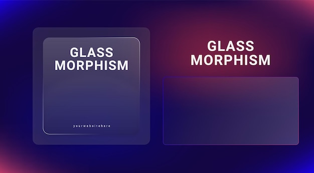 Glassmorphism layout template blurred banner design realistic glass blurred effect with set of tra