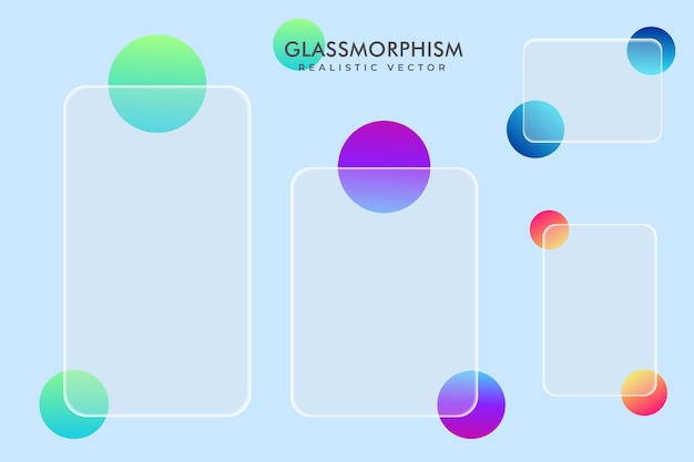 Glassmorphism realistic vector template plastic blur effect liquid shapes